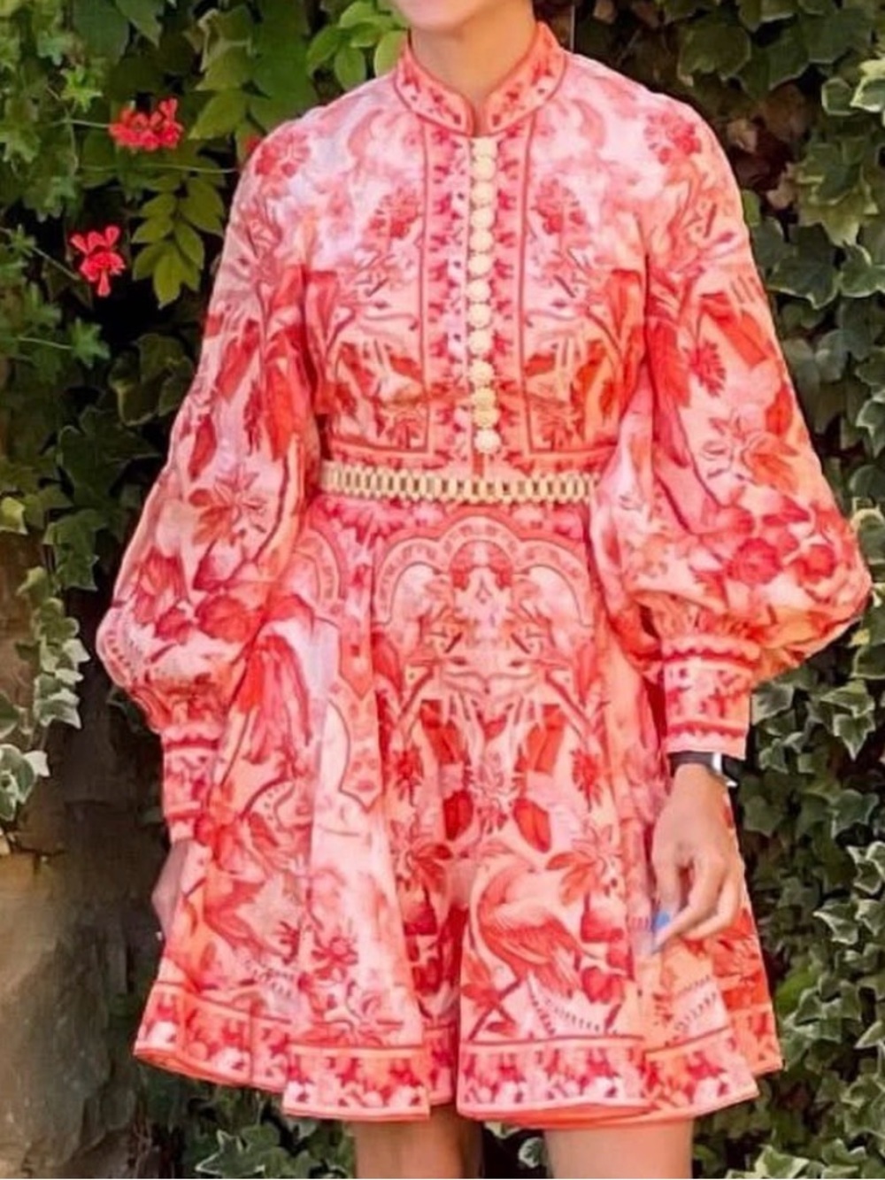 Zimmermann Coral Floral Embroidered Mini Dress